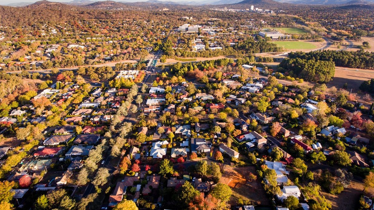 Aerial view of a typical leafy suburb in Australia Aerial view of a typical leafy suburb in Australia